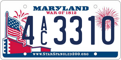 MD license plate 4AC3310