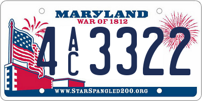 MD license plate 4AC3322