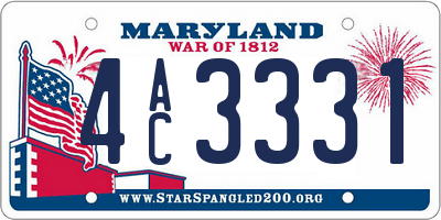 MD license plate 4AC3331