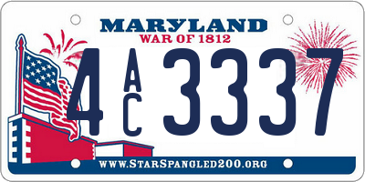 MD license plate 4AC3337
