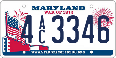 MD license plate 4AC3346