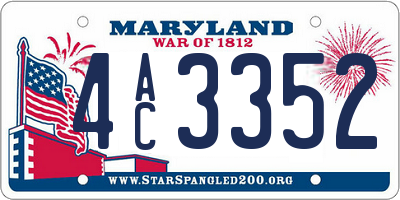 MD license plate 4AC3352
