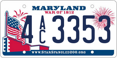 MD license plate 4AC3353