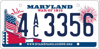 MD license plate 4AC3356