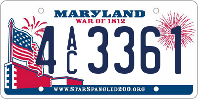 MD license plate 4AC3361