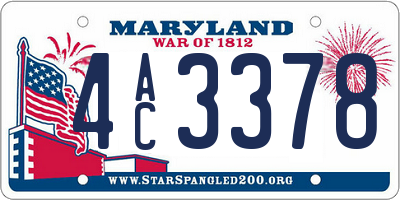 MD license plate 4AC3378