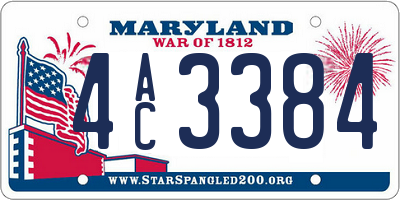 MD license plate 4AC3384