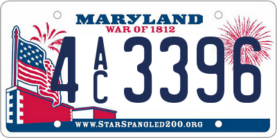MD license plate 4AC3396