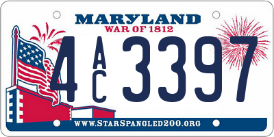 MD license plate 4AC3397