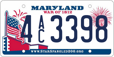 MD license plate 4AC3398