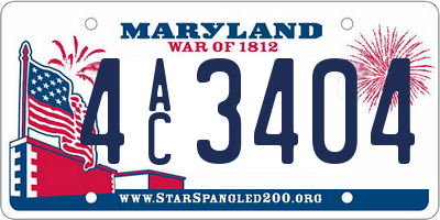 MD license plate 4AC3404