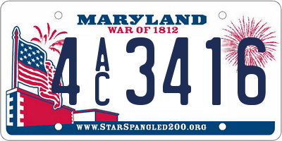 MD license plate 4AC3416