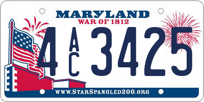 MD license plate 4AC3425