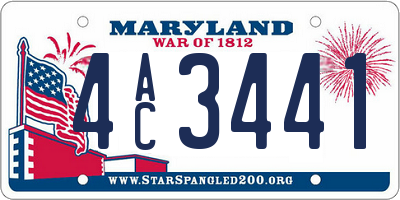 MD license plate 4AC3441