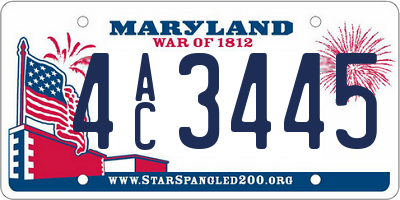 MD license plate 4AC3445