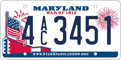 MD license plate 4AC3451