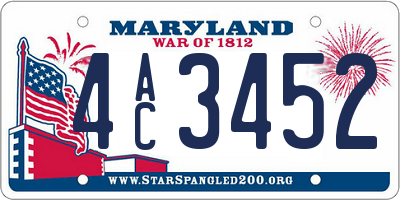 MD license plate 4AC3452