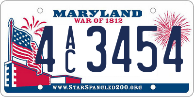 MD license plate 4AC3454
