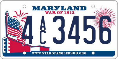 MD license plate 4AC3456