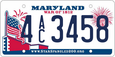 MD license plate 4AC3458