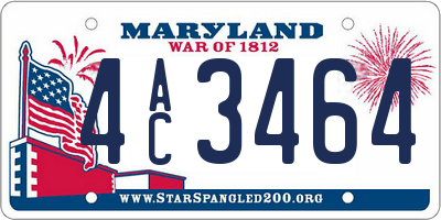 MD license plate 4AC3464