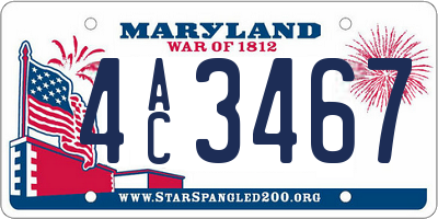 MD license plate 4AC3467