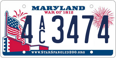 MD license plate 4AC3474