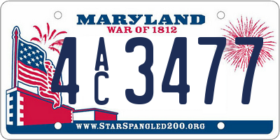 MD license plate 4AC3477
