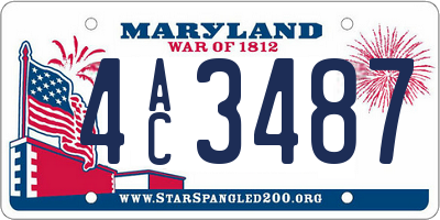 MD license plate 4AC3487