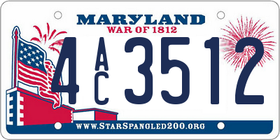 MD license plate 4AC3512