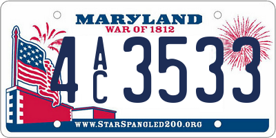 MD license plate 4AC3533