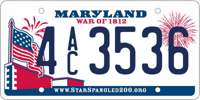 MD license plate 4AC3536