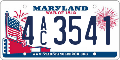 MD license plate 4AC3541