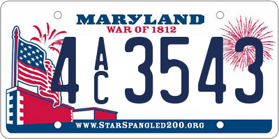 MD license plate 4AC3543