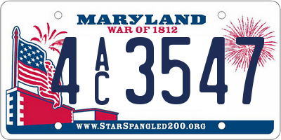 MD license plate 4AC3547