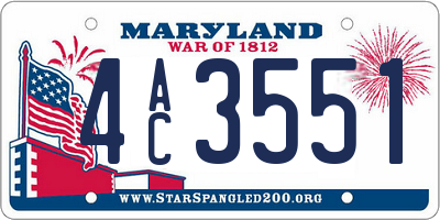 MD license plate 4AC3551