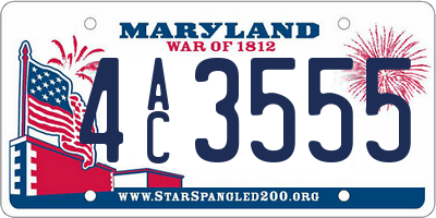 MD license plate 4AC3555
