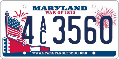 MD license plate 4AC3560