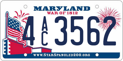 MD license plate 4AC3562