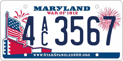 MD license plate 4AC3567