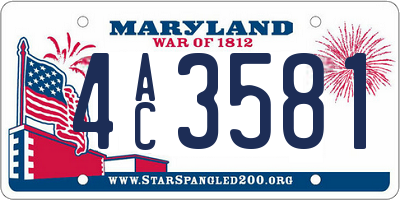 MD license plate 4AC3581