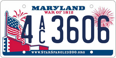 MD license plate 4AC3606