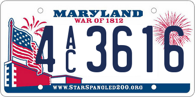 MD license plate 4AC3616