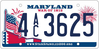 MD license plate 4AC3625