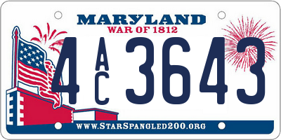MD license plate 4AC3643