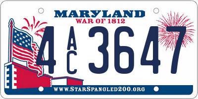 MD license plate 4AC3647