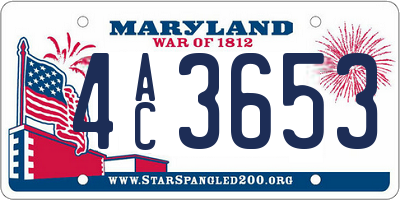 MD license plate 4AC3653