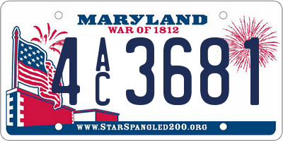 MD license plate 4AC3681