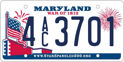 MD license plate 4AC3701