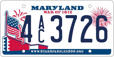 MD license plate 4AC3726
